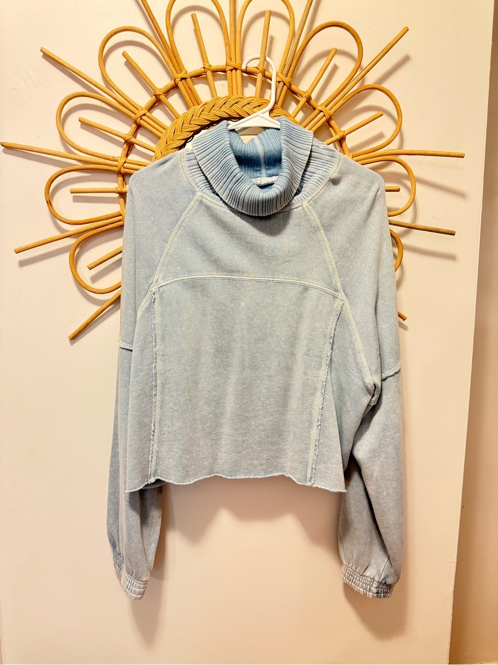 NWT aerie Light Blue Cropped Turtleneck Sweatshirt